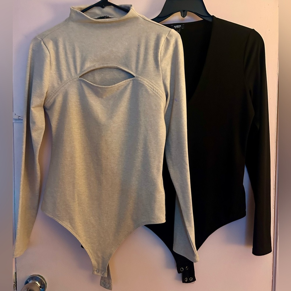 ✨ Express Bodysuits Set – Black & Beige – Size M ✨